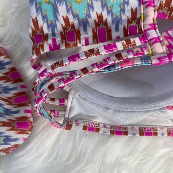 Victoria's Secret The Strappy Cheeky Chevron Print Bikini Sz 32D/XS - Picture 5 of 11